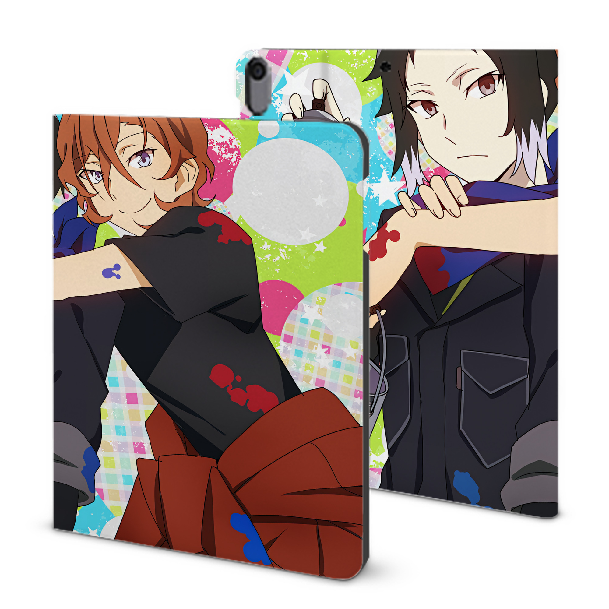 （画像用） 文豪ストレイドッグス Bungo Stray Dogs IPad ケース ブック型 PUレザー TPU 耐衝撃 軽量 薄型 ペン収納なし 全面保護 IPad 各モデル対応